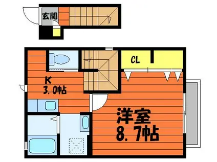 PROGRESSプログレス A棟(1K/2階)の間取り写真