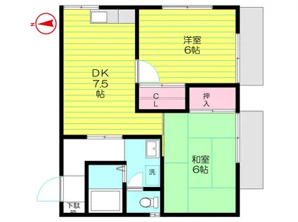 コーポフォーリア(2DK/1階)の間取り写真