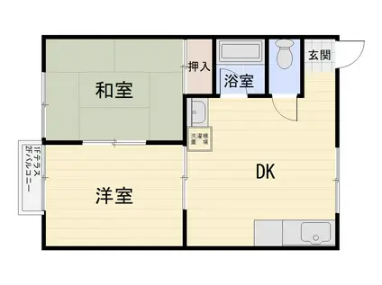 ルミエール7(2DK/1階)の間取り写真