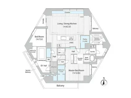 ザ・ドアーズ広尾(2SLDK/3階)の間取り写真