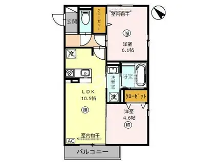 レガシア(2LDK/2階)の間取り写真
