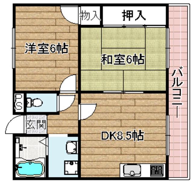 エステート樋口(2DK/1階)の間取り写真
