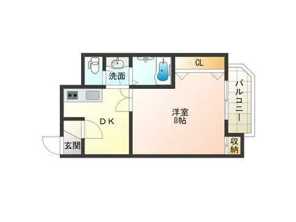 タウンハウス本田(1DK/6階)の間取り写真