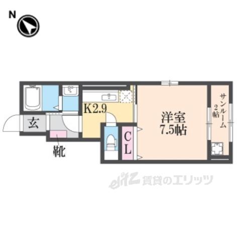 イーストⅠ(1K/1階)の間取り写真