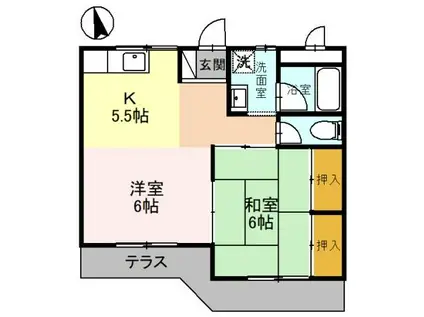 エクメーネ西沢(2K/1階)の間取り写真