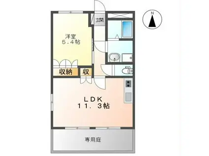 サンタプレイスII(1LDK/1階)の間取り写真