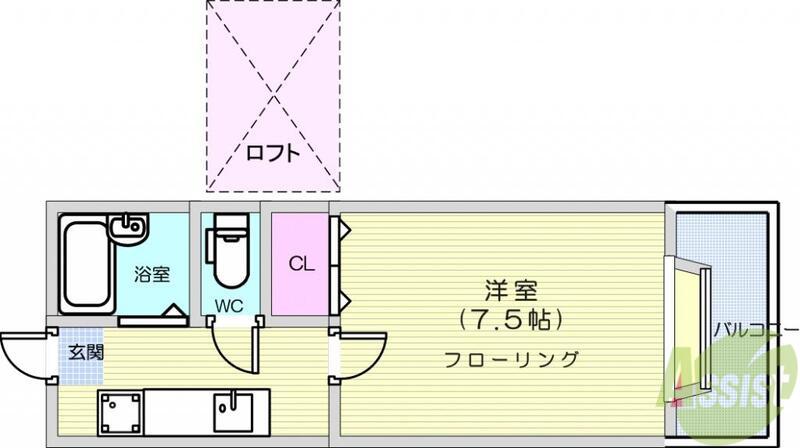 ホワイトキャッスル中倉7番館(1K/2階)の間取り写真
