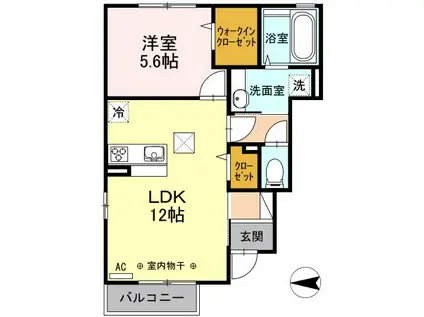 ＪＲ八戸線 久慈駅 徒歩17分 2階建 築9年(1LDK/1階)の間取り写真