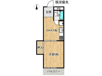 コーポだけみ(1DK/2階)の間取り写真