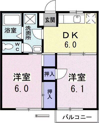 ウィナーズ・パレス(2DK/2階)の間取り写真