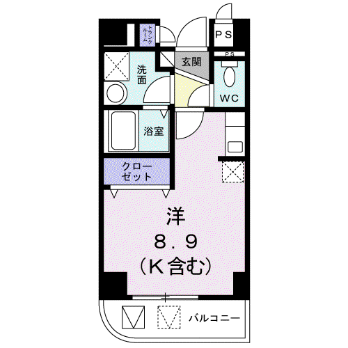 ラシーヌ(ワンルーム/2階)の間取り写真