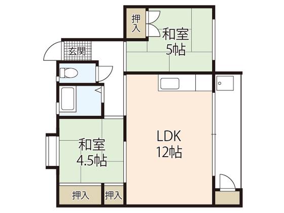 鈴が台団地I棟(2LDK/4階)の間取り写真