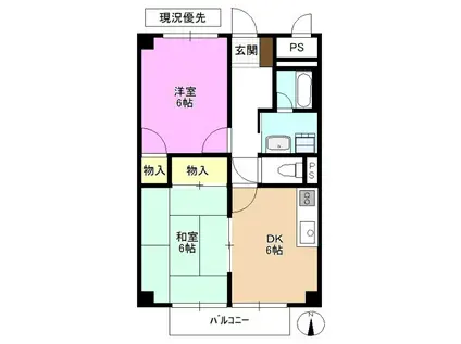 フェニックス10(2DK/2階)の間取り写真