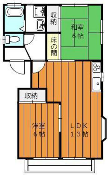 ロイヤルパレス I(2LDK/2階)の間取り写真