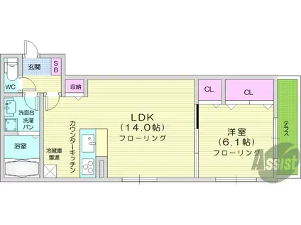 クレールエイワ7(1LDK/1階)の間取り写真
