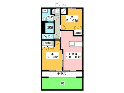 あいな39(2LDK/1階)の間取り写真