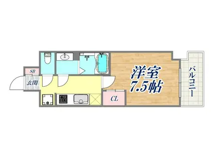 GENOVIA神戸湊川公園(1K/3階)の間取り写真