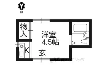 京福電鉄嵐山本線 山ノ内駅(京都) 徒歩4分 1階建 築70年(1K/1階)の間取り写真