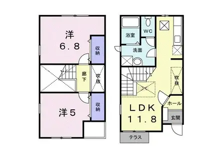 グラース(2LDK/1階)の間取り写真