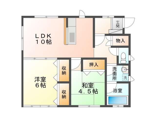 メゾンシェイク(2LDK/2階)の間取り写真