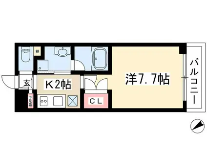 イースタンヒルズ藤が丘駅前(1K/8階)の間取り写真