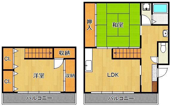 プレアール若園(2LDK/1階)の間取り写真