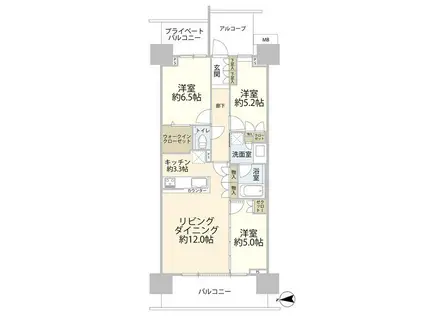 グランドメゾン品川シーサイドの杜(3LDK/1階)の間取り写真