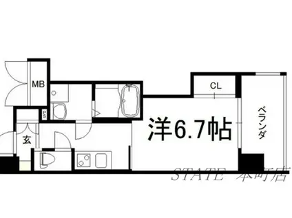 ファーストフィオーレ本町イースト(1K/9階)の間取り写真