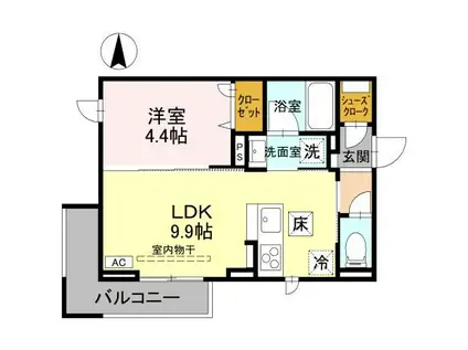 DR相木KALP(1LDK/1階)の間取り写真