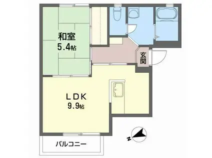 グリーンヒル扇田(1LDK/2階)の間取り写真