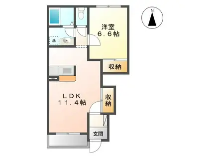 ヴィラ エスポアール(1LDK/1階)の間取り写真