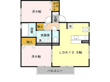 エスポワールB(2LDK/1階)の間取り写真