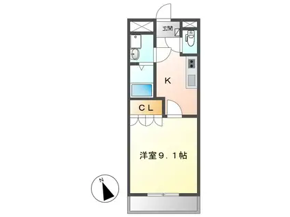 エスポアール郷(1K/3階)の間取り写真