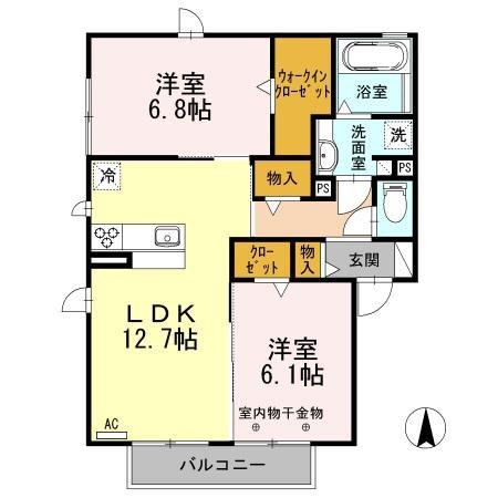 花水木三番館(2LDK/2階)の間取り写真