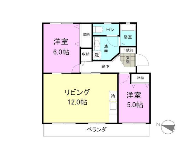 井ノ上ハイツ(2LDK/1階)の間取り写真