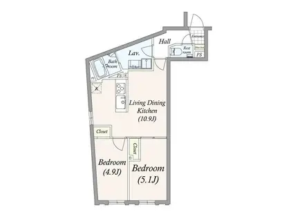 GRAN PASEO三宿II(2LDK/3階)の間取り写真