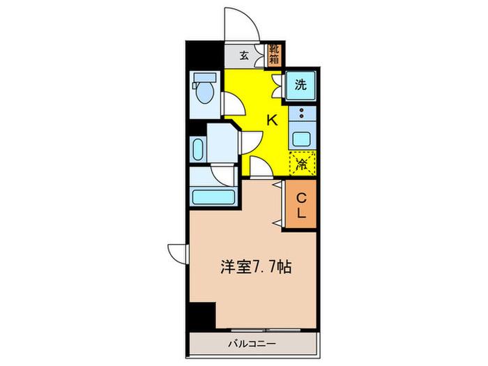 PREMIUM CUBE日本橋浜町(1K/5階)の間取り写真