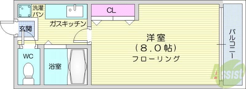 リョウヒルズ(1K/2階)の間取り写真