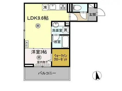 D-ROOM西町(1LDK/3階)の間取り写真