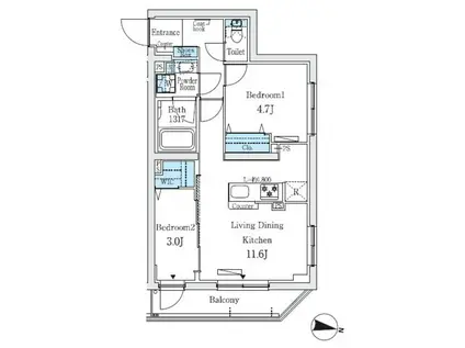 プライムブリス中野富士見町Ⅰ(2LDK/2階)の間取り写真