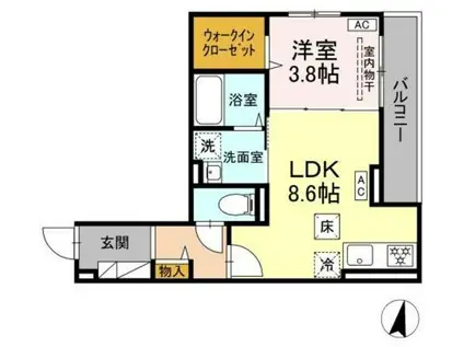 D PAINA 浅田(1LDK/1階)の間取り写真