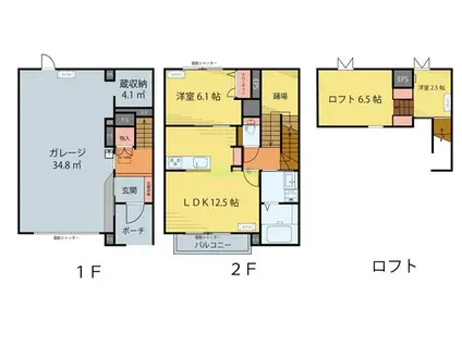 ソレアード南鍛冶町(2LDK/1階)の間取り写真