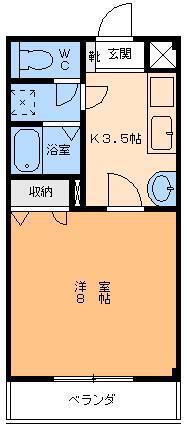スカイハイツW(1K/1階)の間取り写真