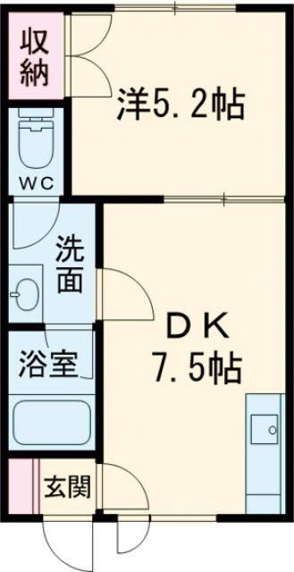 メイプルハイム美原(1DK/1階)の間取り写真