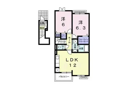 シャルマン・シャトーII(2LDK/2階)の間取り写真