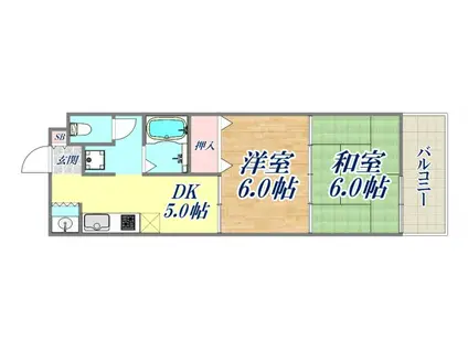 都由乃パステル(2DK/2階)の間取り写真