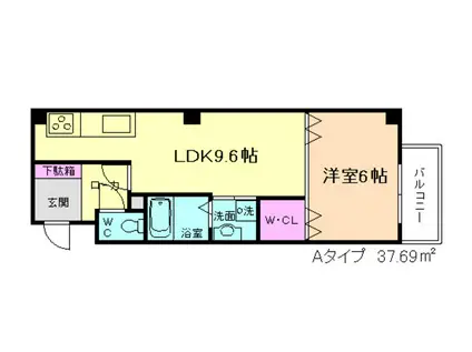 ヴェヌスタ同心(1LDK/4階)の間取り写真