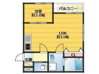 THE NOBLES 戸畑II(1LDK/1階)の間取り写真