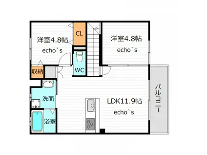ビーグルスクエアC棟(2LDK/1階)の間取り写真