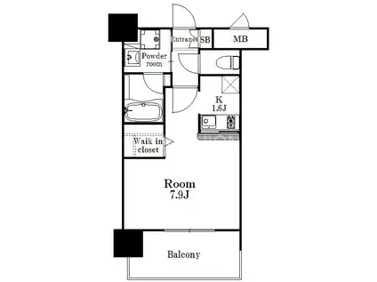 エンクレスト博多PREMIER(1K/9階)の間取り写真